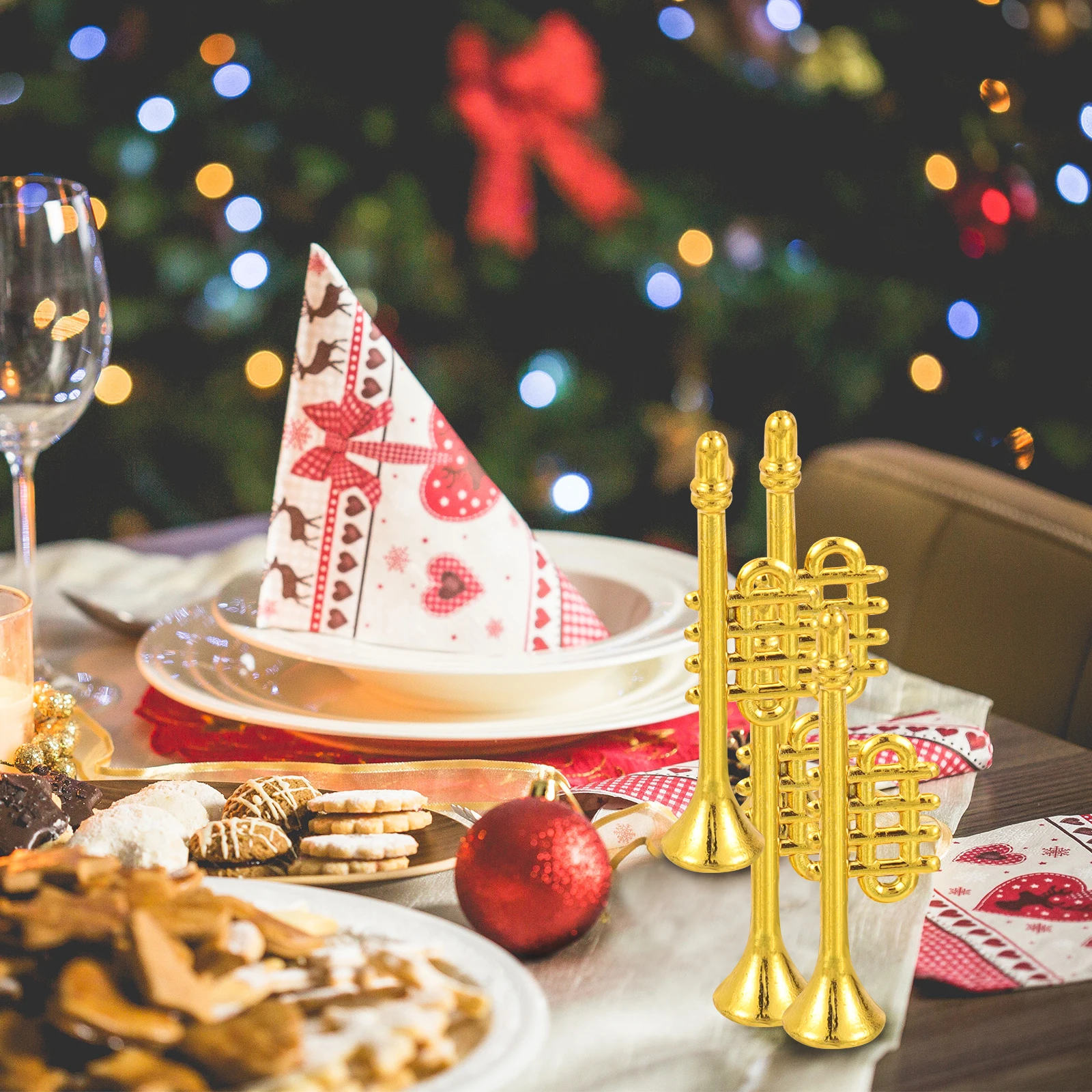 

10pcs naments Christmas Tree Decorations Christmas Musical Decoration High Quality Hanging Trumpet Plastic Vintage Musical DIY
