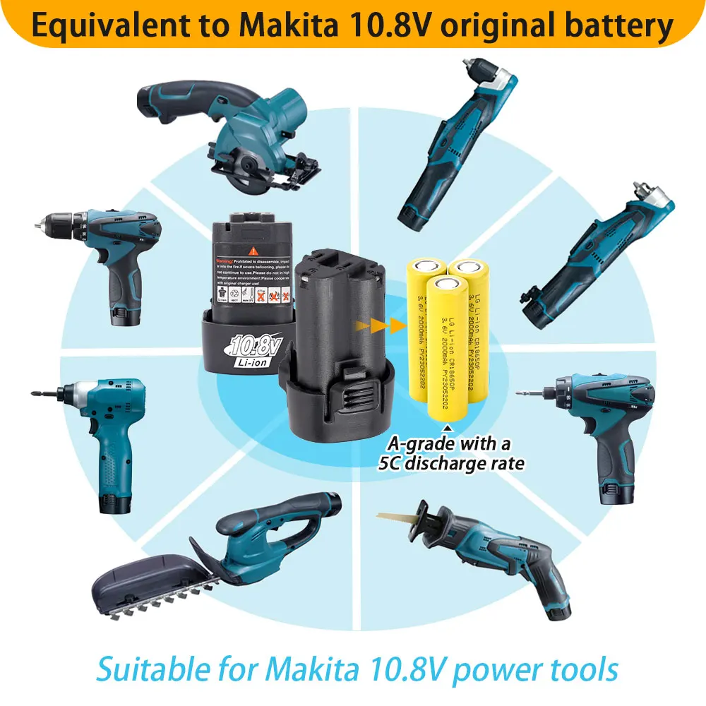 12V charging lithium ion battery 2000mAh electric screwdriver chainsaw electric tool battery