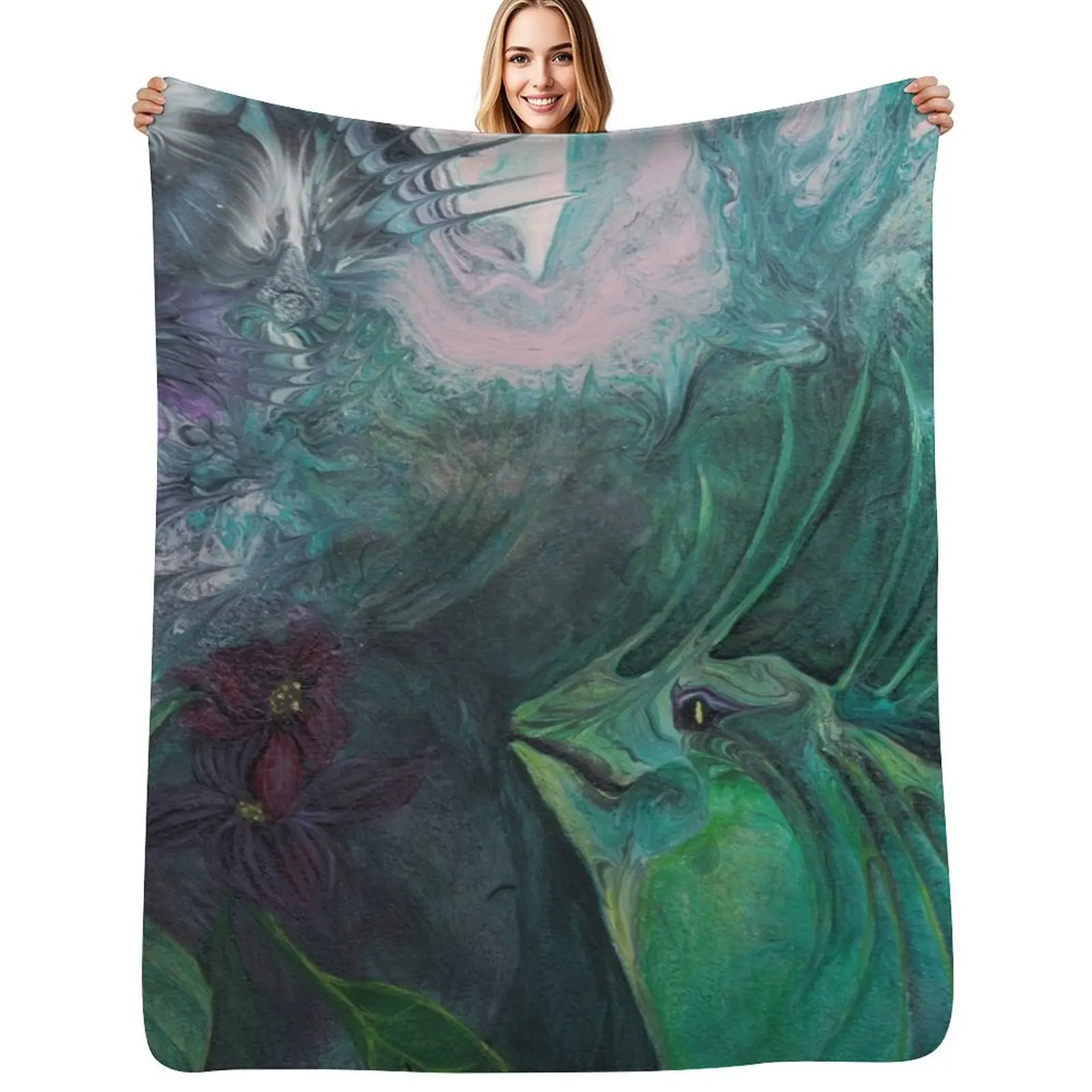 

Fantasy Lizard Throw Blanket heavy to sleep Single valentine gift ideas Flannel Blankets