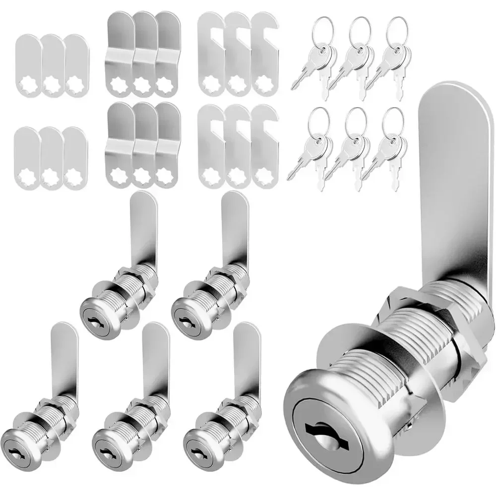 6 Pcs Cabinet Locks with Keys, 1-1/2 Inch Cam Lock Keyed Alike, RV Lock for RV Storage Door, Cabinets and Drawer, Toolbox Locks