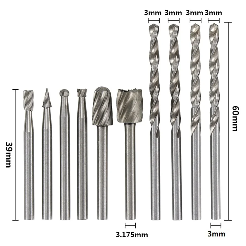 STONEGO 11PCS/Set Rotary Electric Grinder Locator Drill Holder, High Speed Steel Router Drill Bits Set Rotary Tool Accessories