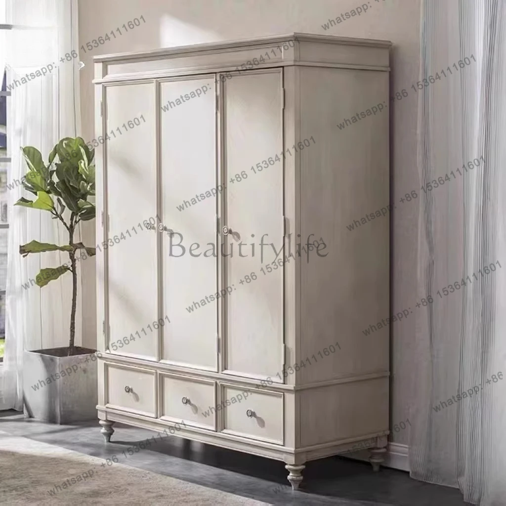 

American Log Adult French Vintage White Folio Door No Formaldehyde Wardrobe