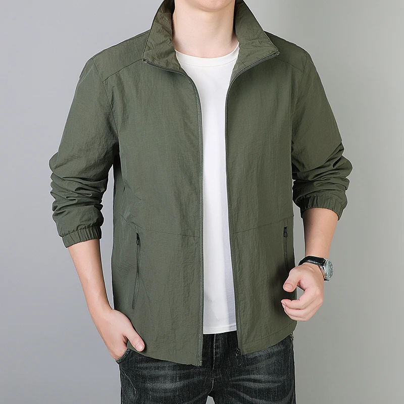 

Lightweight Casual Stand Collar Jaet for Middle-Aged And ly Men Spring Autumn New Sle Busin Outdoor Windproof Lon...