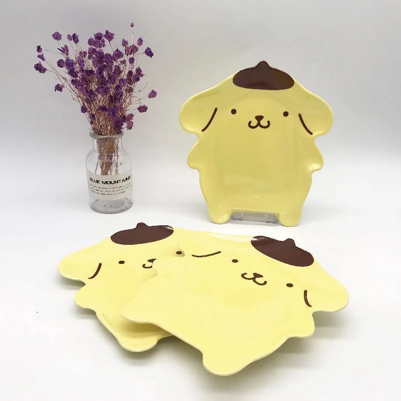 Kawaii Pompompurin Shaped Plate Adorable Yellow Puppy Snack Tray Japanese Dessert Bread Sushi Dish Table Decor Gift