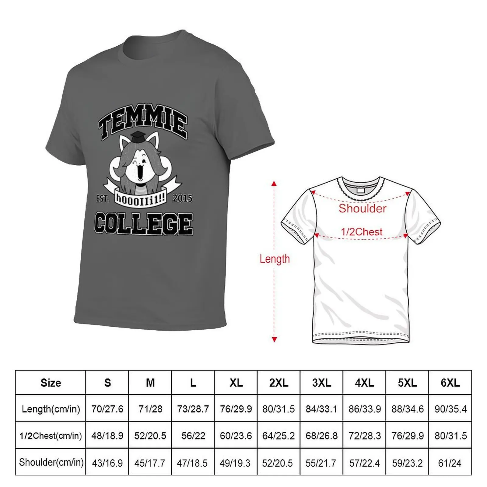Temmie College T-Shirt cotton t shirt man man t shirt heavy cotton T-Shirt
