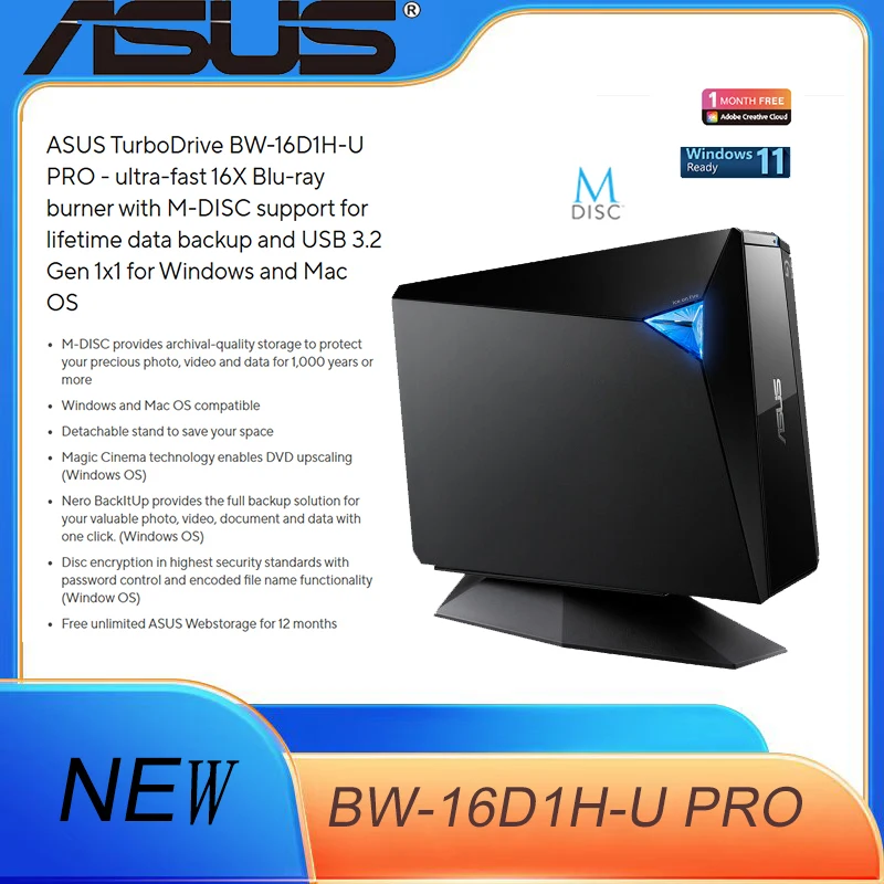 

ASUS TurboDrive BW-16D1H-U PRO 16X Внешний писатель Blu-ray (без розничной коробки)