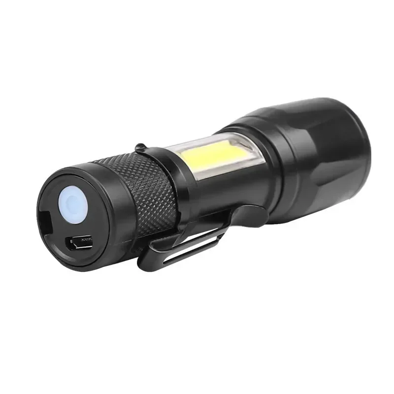 10pc Mini LED Flashlight COB+XPE Portable Torch Zoomable Focus Light Rechargeable Tactical Flashlight Camping Emergency Lantern