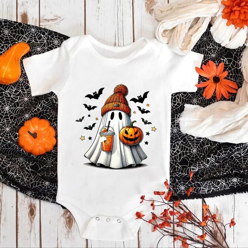 Halloween Ghost Pumpkin Bat Baby Bodysuit Girls Boys Cute Romper Halloween Costume Infant Clothes 1st Halloween Baby Gift