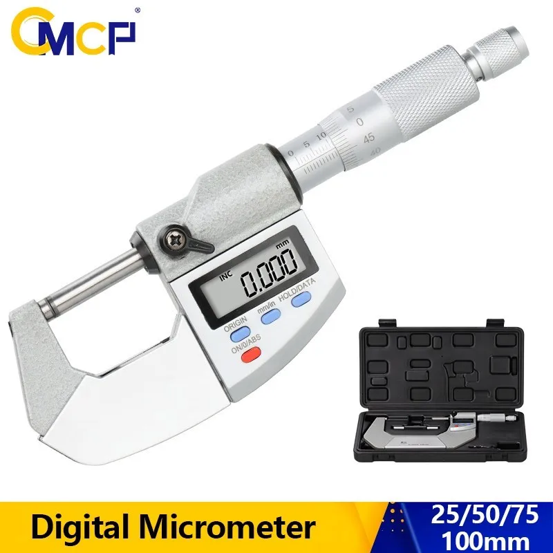 

CMCP Outside Digital Micrometer IP65 0.001mm 0-25/50/75/100mm Water/Oil Proof Electronic Gauge Measure Caliper Micrometer