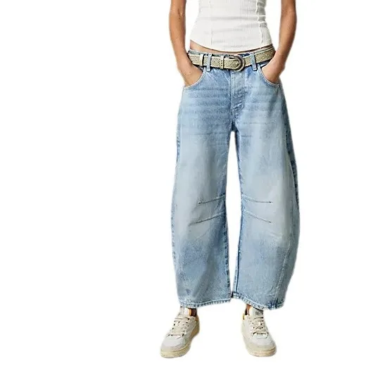 Frühling lässig lose mittlere Taille röhrenförmige Damenjeans 2025, Europa und Amerika