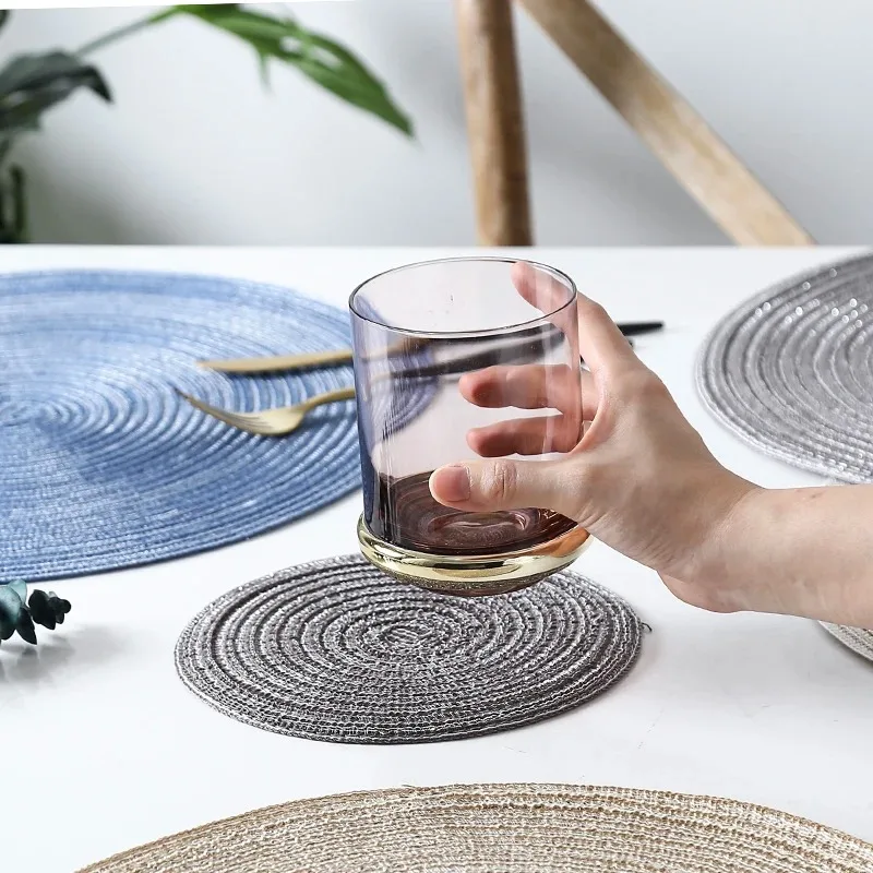 4/6pcs Round Table Mat Woven Ramie Placemats Anti Slip Dining Table Mats Non-Slip Tableware Bowl Pads Kitchen Drink Cup Coasters