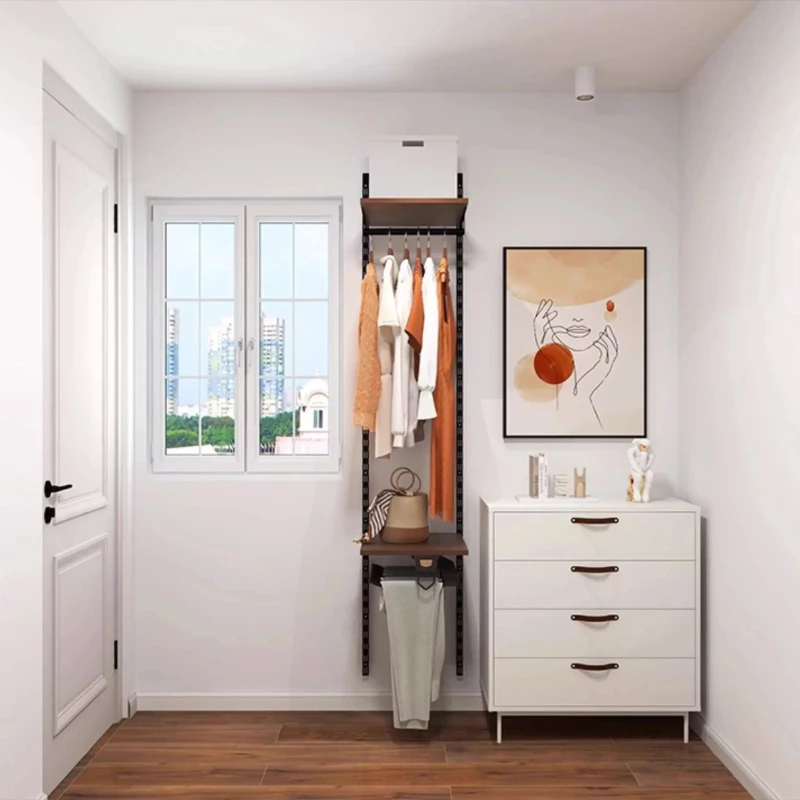 LTT Open Wardrobe Japanese Solid Wood Cloakroom Shelf Wall Shelf