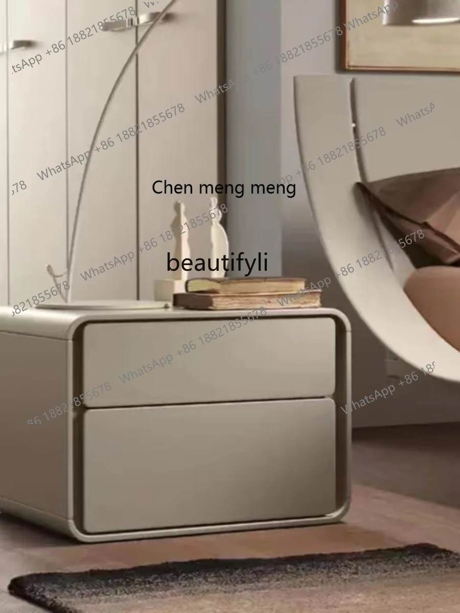 Italian Solid Wood Bedside Cabinet Modern Simple Small Apartment Bedroom Storage Bed Side Cabinet Roast