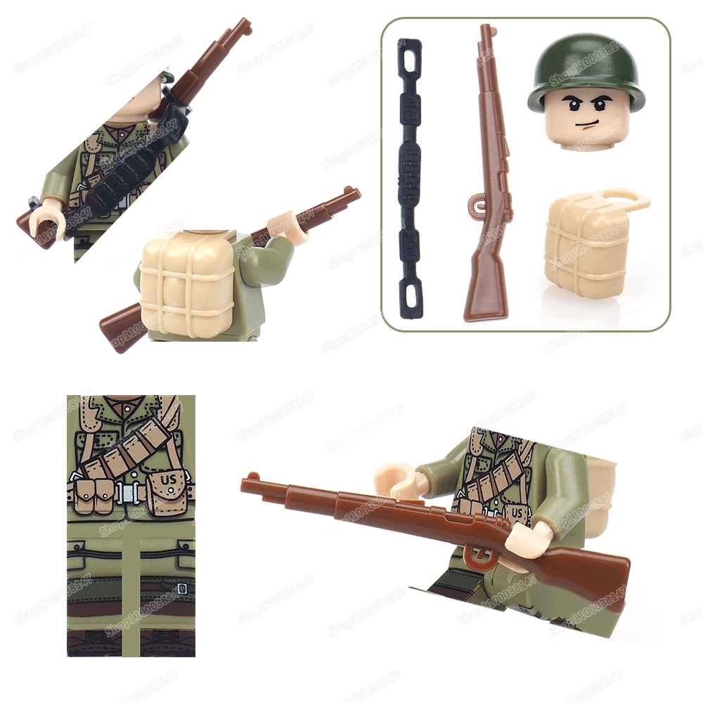 

Military US Army WW2 Figures War Soldier Building Block Moc Weapons Legion Equipment Assemble Model Child Christmas Gift Boy Toy