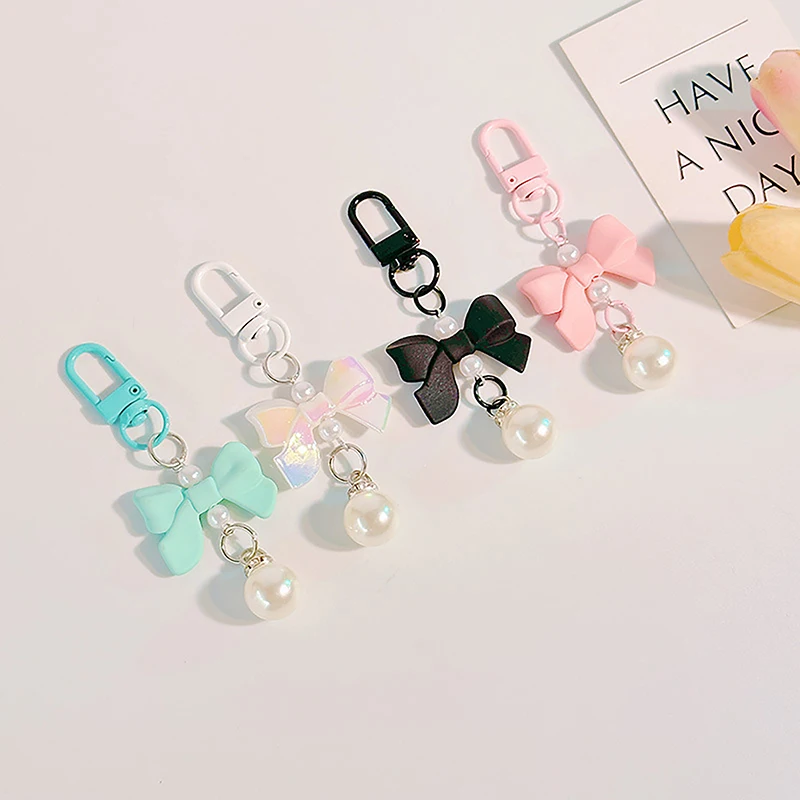 1PCS Bow Candy Color Pendant Keyring Fashion Keychain Headphone Cases Charm Bag Pendant Handbag Accessories