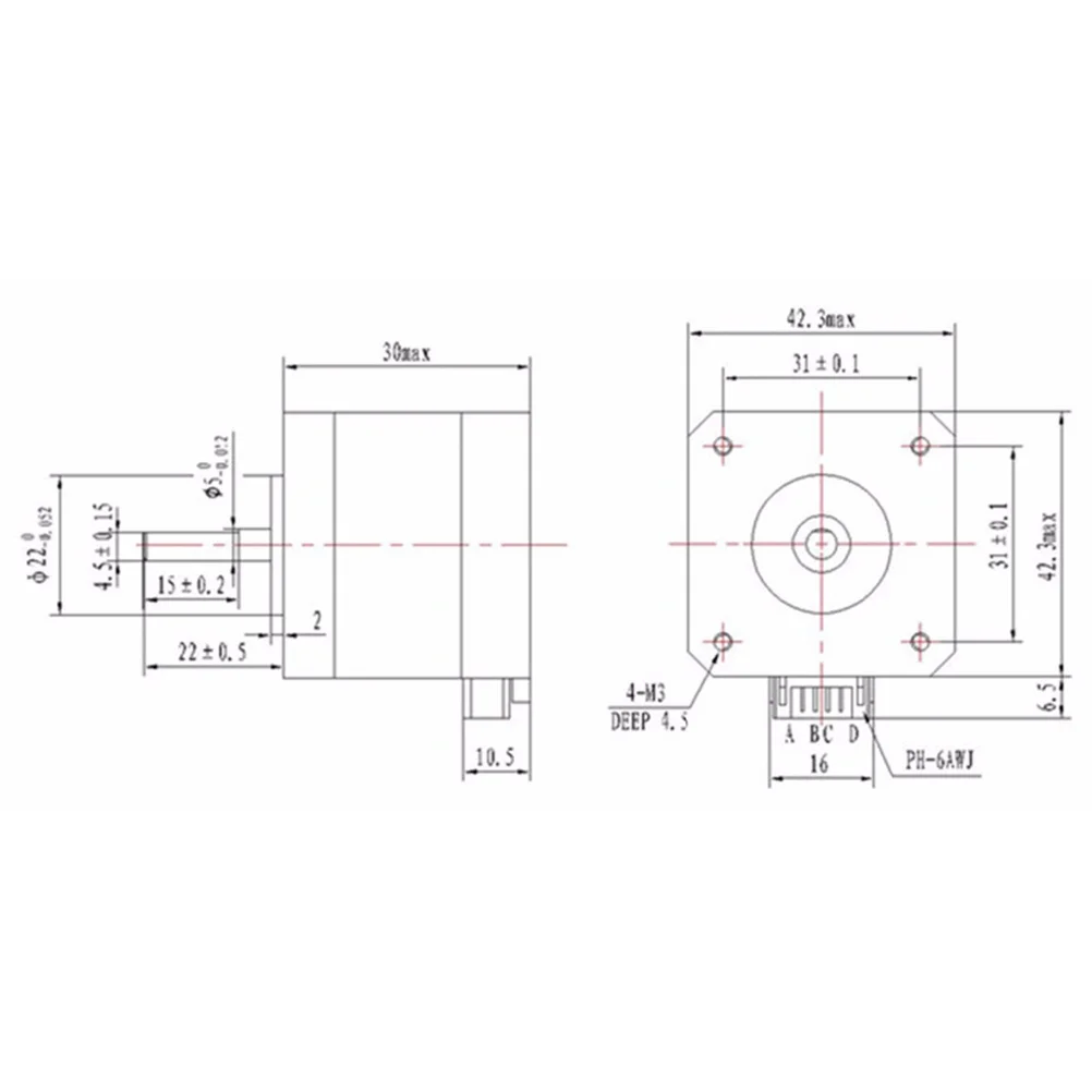 

17 12V 1.2a 0. Stepper Motor 1.8 Degree for 3D Printer High Torque 0.24nm 17hd30003-22b Reverse Forward Rotation