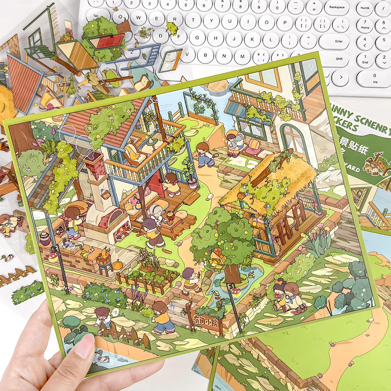 HEYBAO Anniversary Mini Scene Book | Japanese Retro Comic Stickers & Cards, for Journal & Scrapbook Decor