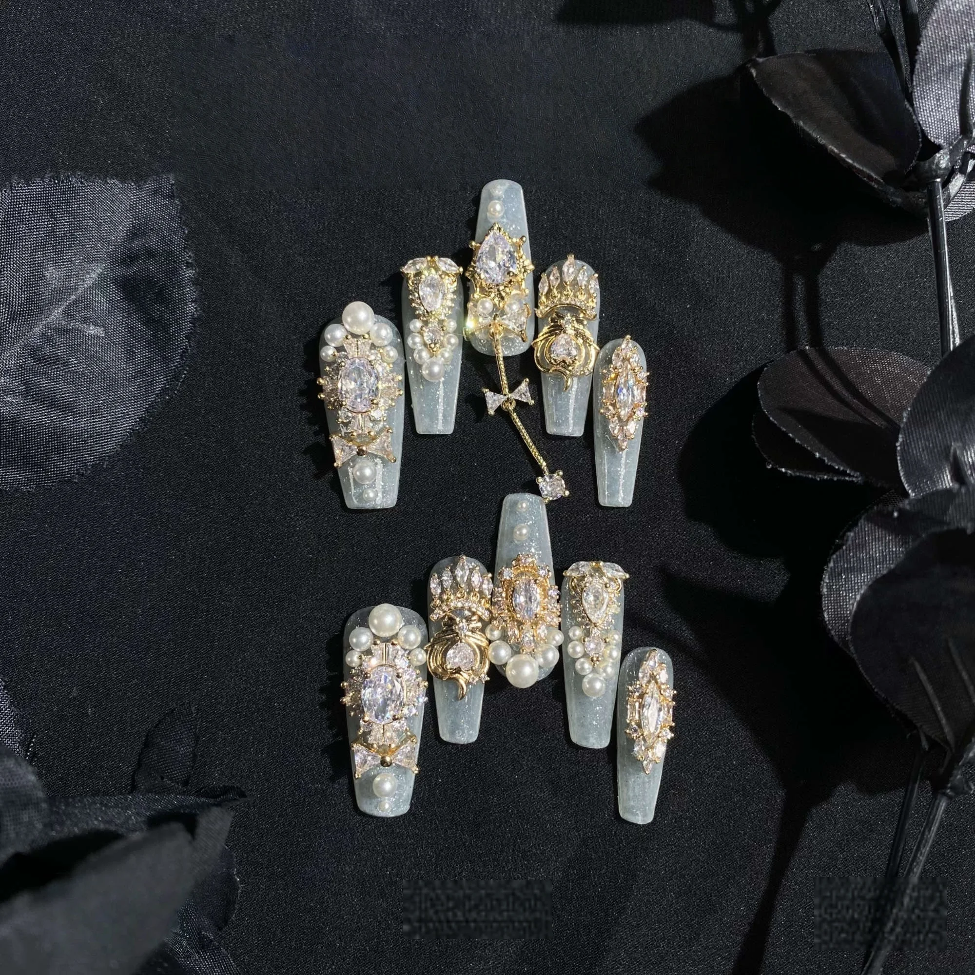 Chaîne d'armure de mariage en or, nouvel an, à pression, faite à la main, à paillettes fines, dégradé, faux ongles, cadeau d'anniversaire de mariage, 2026