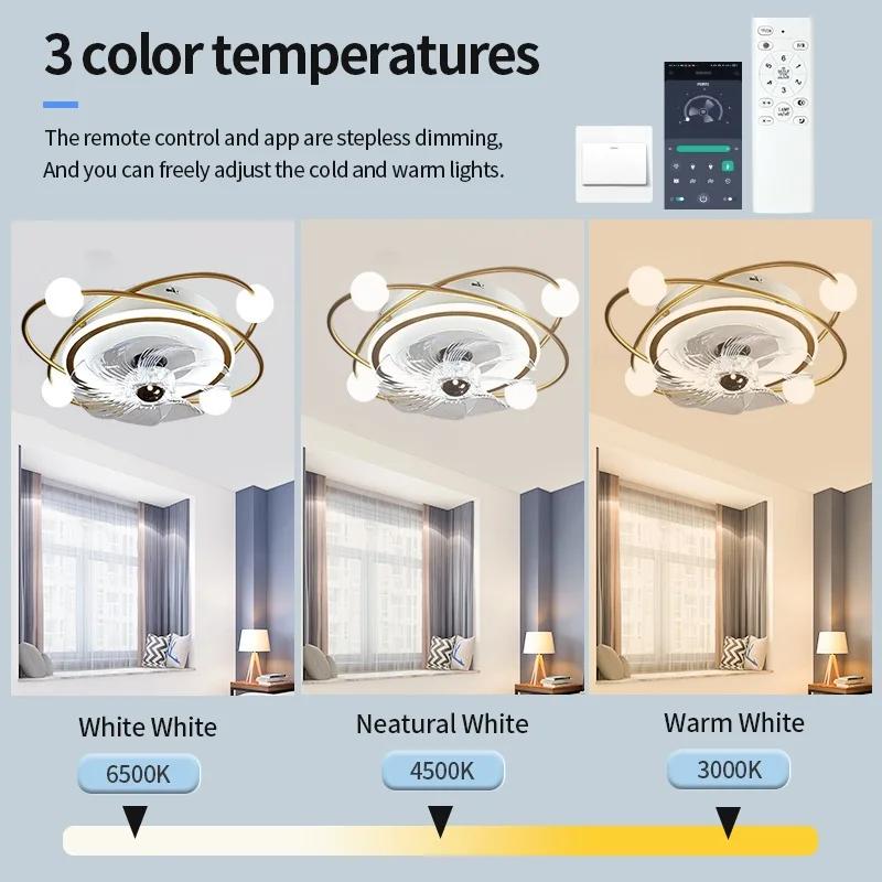 جيلينا الشمال مروحة السقف الذكية مع أضواء التحكم عن بعد بار غرفة المعيشة ديكور غرفة نوم الإبداعية 6 سرعة المروحة أضواء مروحة LED