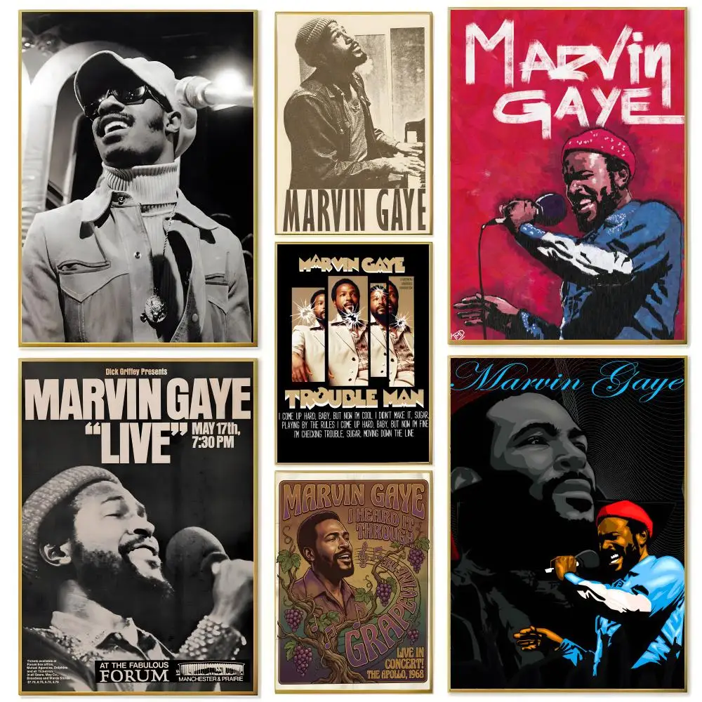Singer M-Marvin G-Gaye Poster Wall Art Print Art Suitable for Living Room Bedroom Bar Parlor Home Decor Gift