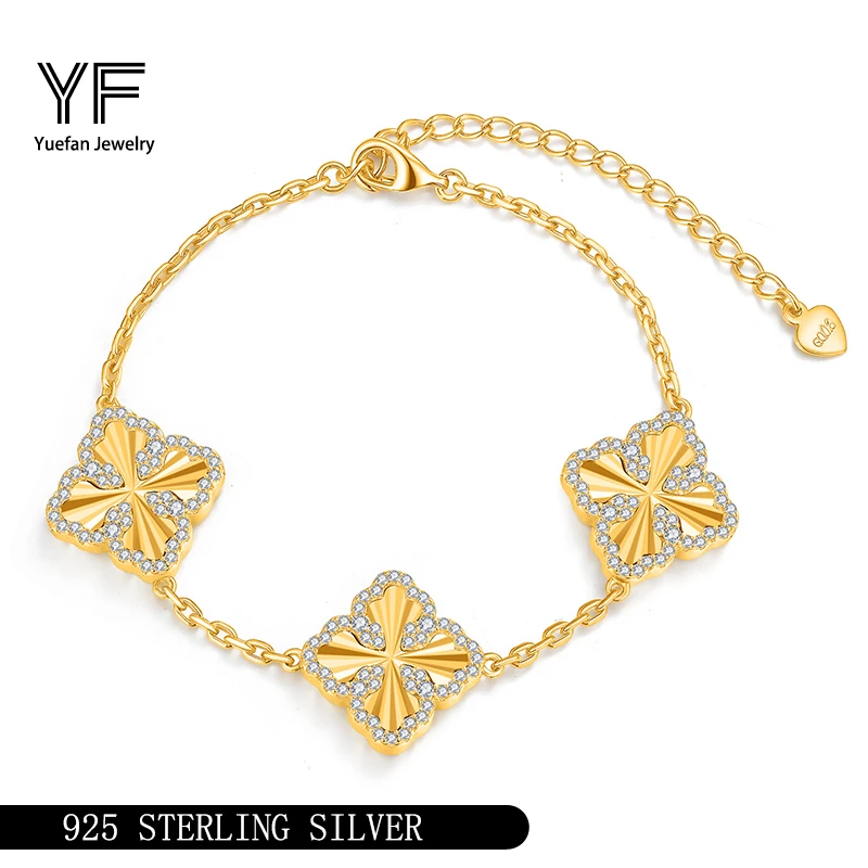 

925 Silver Moissanite bracelet, Clover bracelet, adjustable bracelet, women's hot style, wedding, Christmas, Valentine's Day