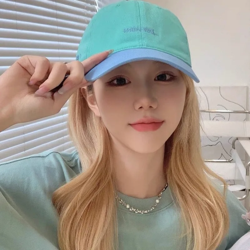 1pc Retro Small Letter Copper Buckle Baseball Caps for Women,Macaron Color Embroidered Fashion Casual Splice Shade Caps 야구 모자