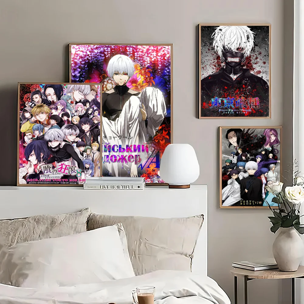 Tokyo Ghoul Anime Poster Self-adhesive Art Poster Whitepaper Prints Posters Artwork Aesthetic Art Wall Painting