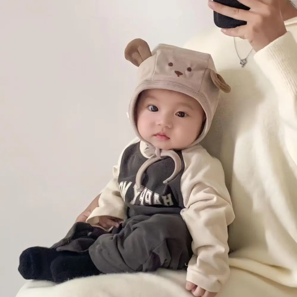 

Ins Cute Baby Fetal Cap Polka Dot Animals Newborn Beanie Hat Soft Tie Strap Infant Bonnet Hat Toddler