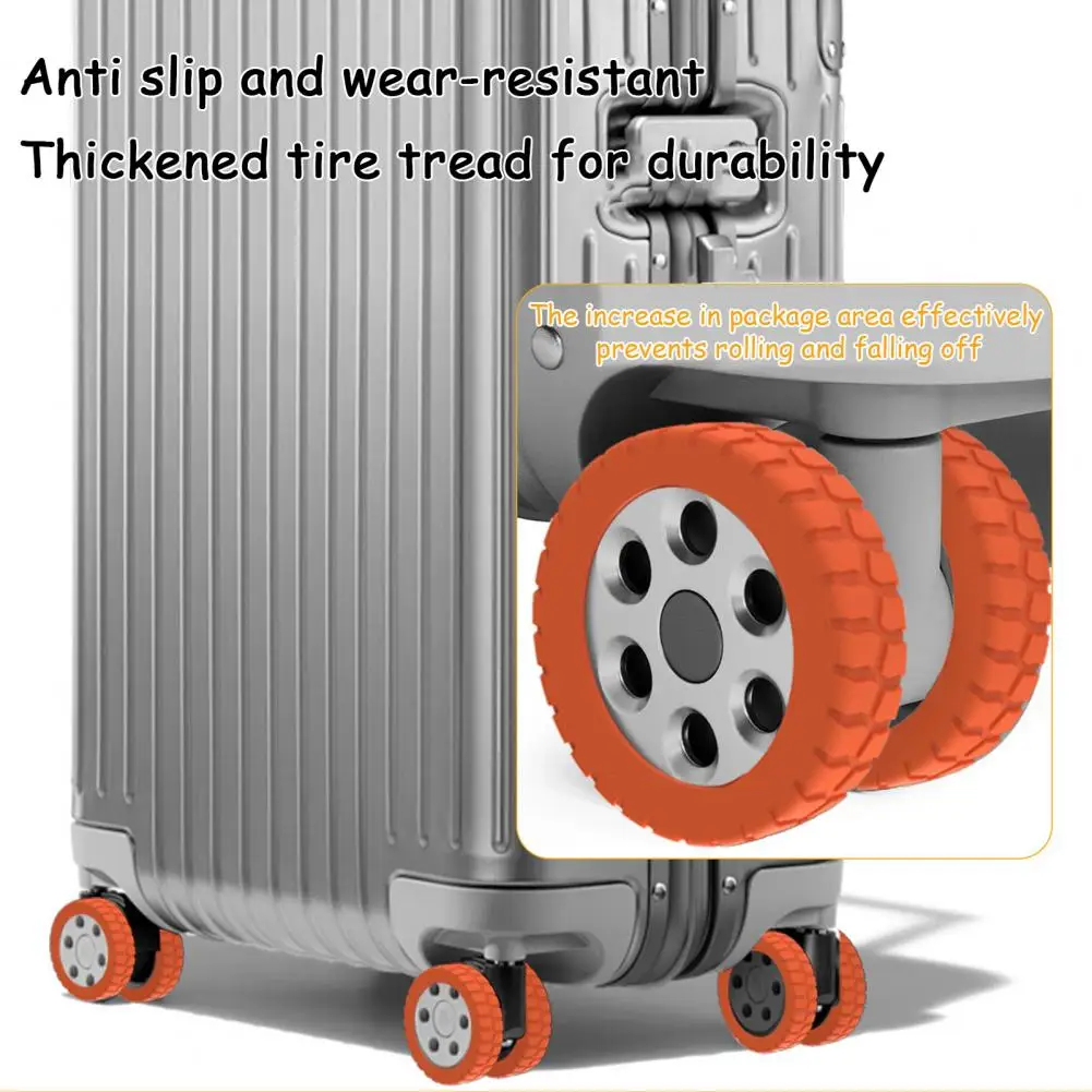 

8 шт., силиконовый чехол на колесо для багажа, шумоподавление, 8-спиннерное колесо, защитный чехол для чемодана, дорожные аксессуары для багажа