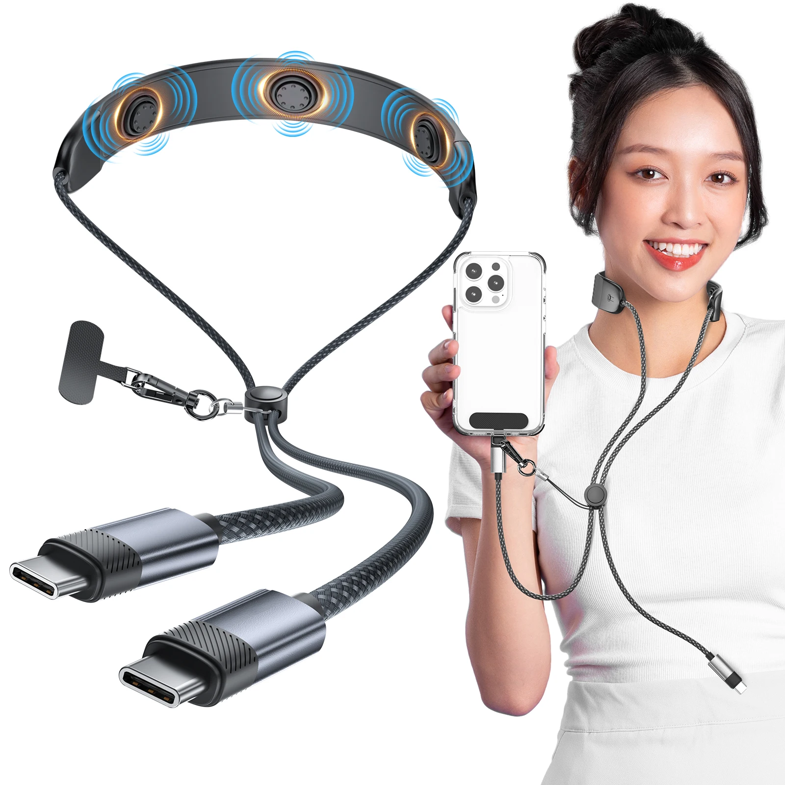 

Fonken Intelligent neck massage device with wire control patch, 100W Fast Charging USB C Cable For iPhone 16/15 pro /iPad