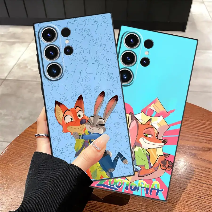 Disney Judy Nick Case for Samsung Galaxy S24+ S25+ S22 S24 Plus S20 S25 Ultra S21 S23 FE S9 Soft Back Phone Cover