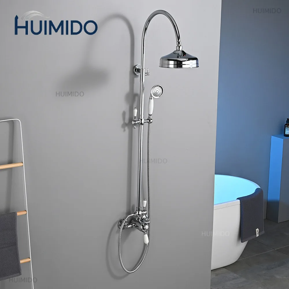 Bathroom Shower Faucet Set Brass Bathroom Rainfall Shower Mixer Tap Europe Style Classical Bath and Shower Faucet Set