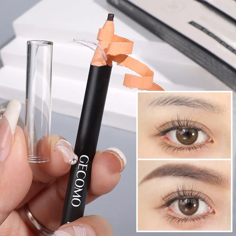 1PCS Eyebrow Pencil with Brow Brush Waterproof Natural Long Lasting Professional Brow Makeup Black Brown Eyebrow Tattoo Tint Pen