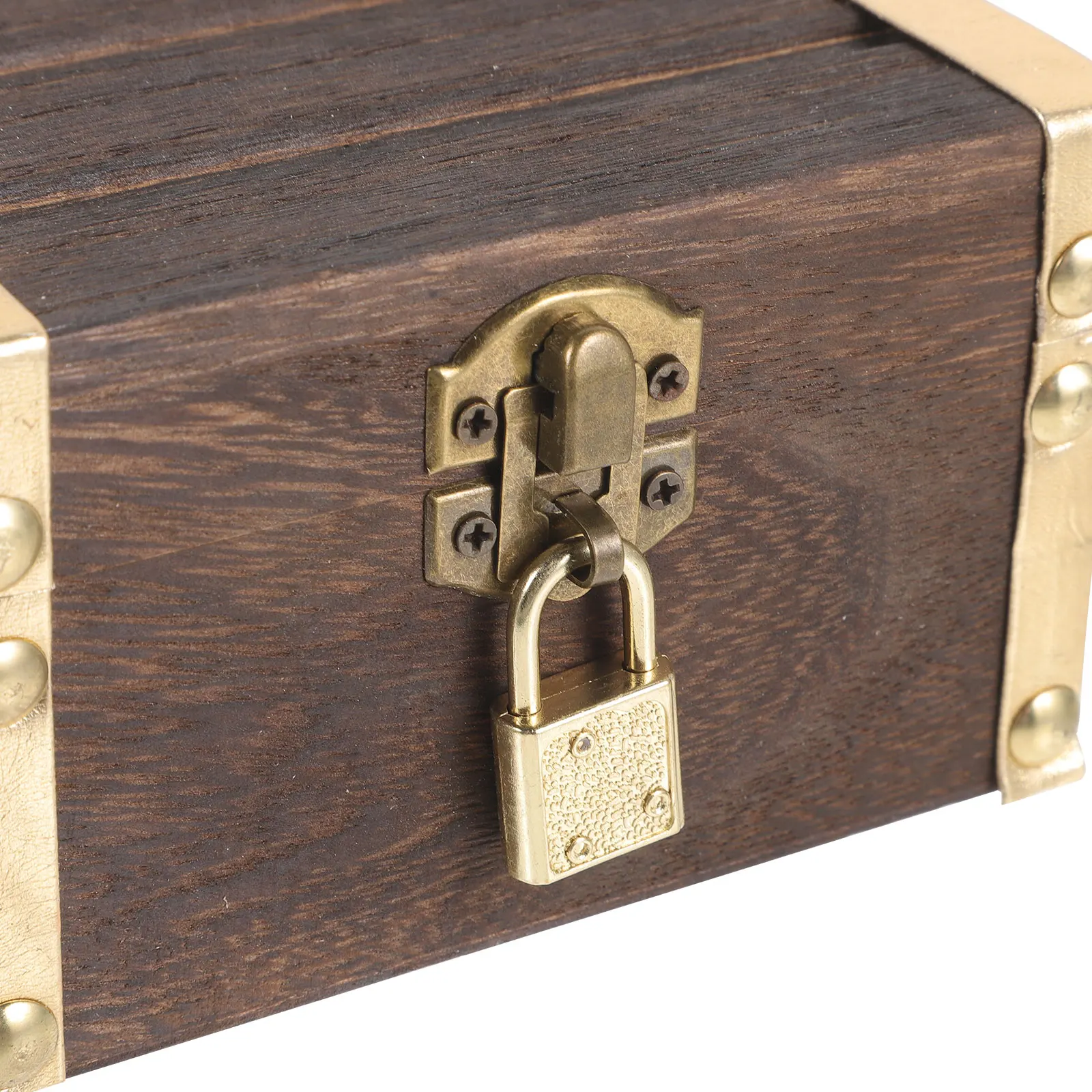 

Pirate Chest 12cm Wooden Box Lock Key Halloween Prop Retro Treasure Storage Container Small Vintage Trinket Box