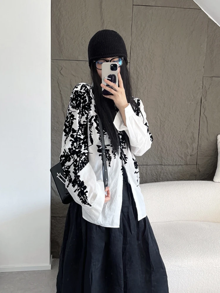 Printed Shirts Women Personality Advanced Temperament Loose Minority Prevalent Chinese Style Aesthetic Tops Ladies Autumn New