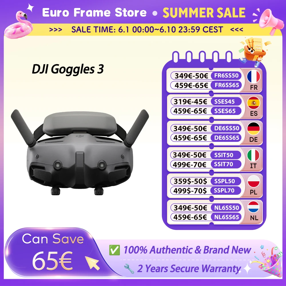 Lunettes FPV DJI Goggles 3, écrans micro-OLED, expérience de vol immersive, transmission vidéo HD O4, sans fil, neuves, originales