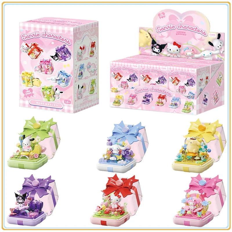

Sanrio акриловая коробка для колец слепая коробка строительные блоки Hellokitty Kuromi Pochacco модель кирпичи украшения игрушки для детей праздничные подарки