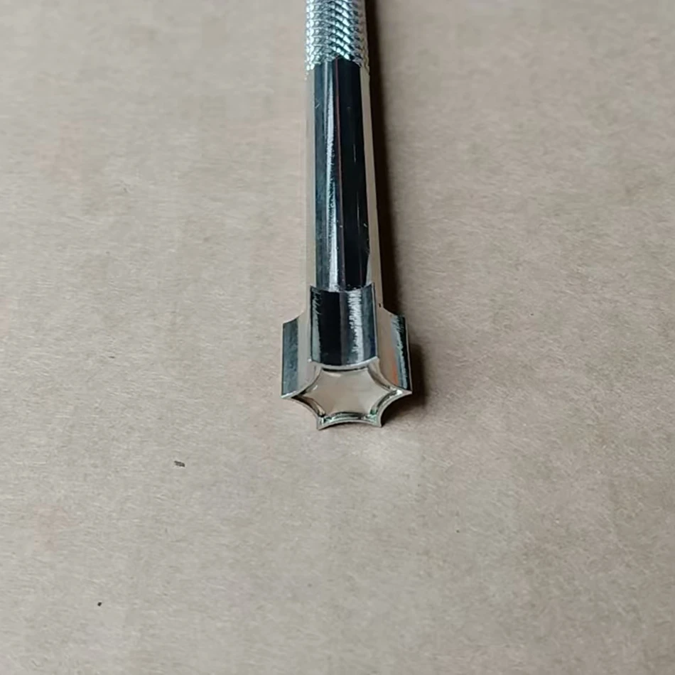 Leathercraft hardware tools, precision steel engraving and embossing tools, hexagonal star decorative patterns.