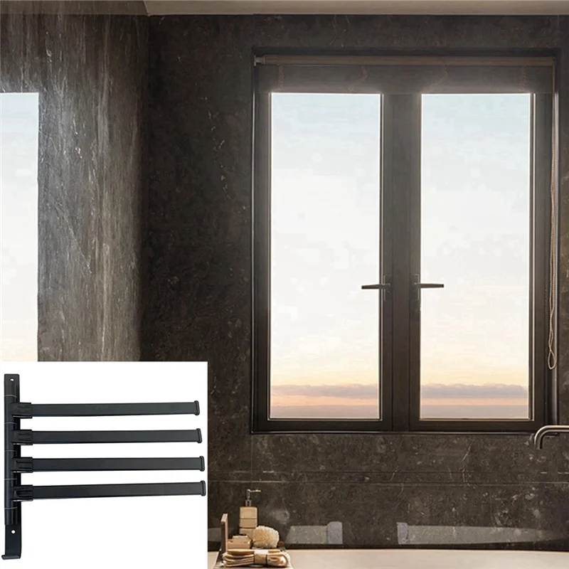 A34R ชั้นวางผ้าขนหนูหมุนอลูมิเนียมหมุนชั้นวางผ้าขนหนู 4 แขนแขวนผ้าเช็ดตัว, กันสนิมชั้นวางผ้าขนหนูสําหรับห้องน้ํา 180 °   การหมุน