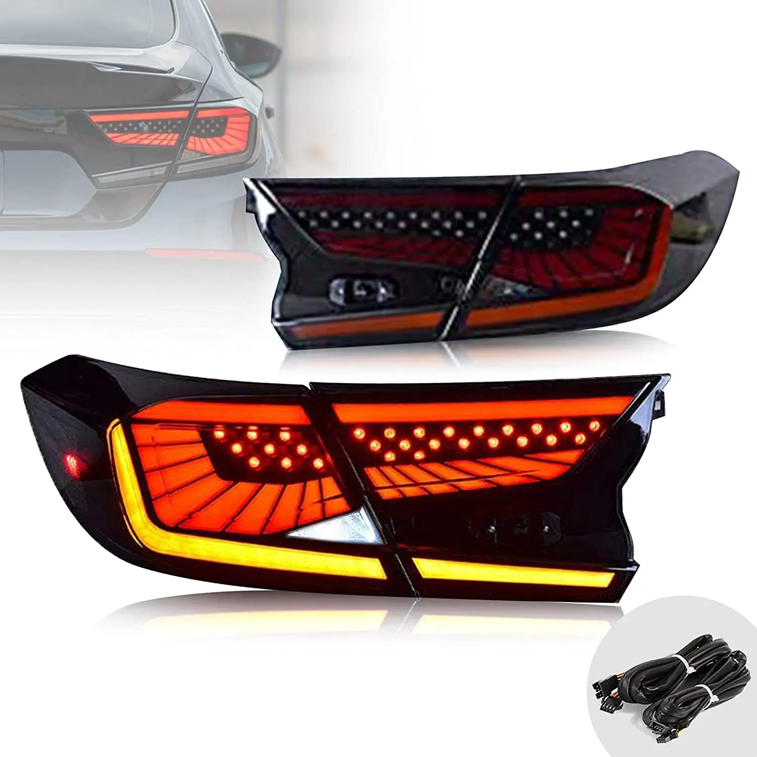 LED Tail Lights Assembly For Honda Accord 10th Gen 2018-2022 Dynamic Animation Breathing Brake lights Sequential Turn Signal