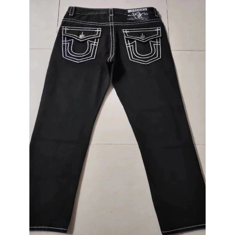 

American High Street Jeans White Thick Thread BuddhaReligionMen's Straight-Leg Casual Pants