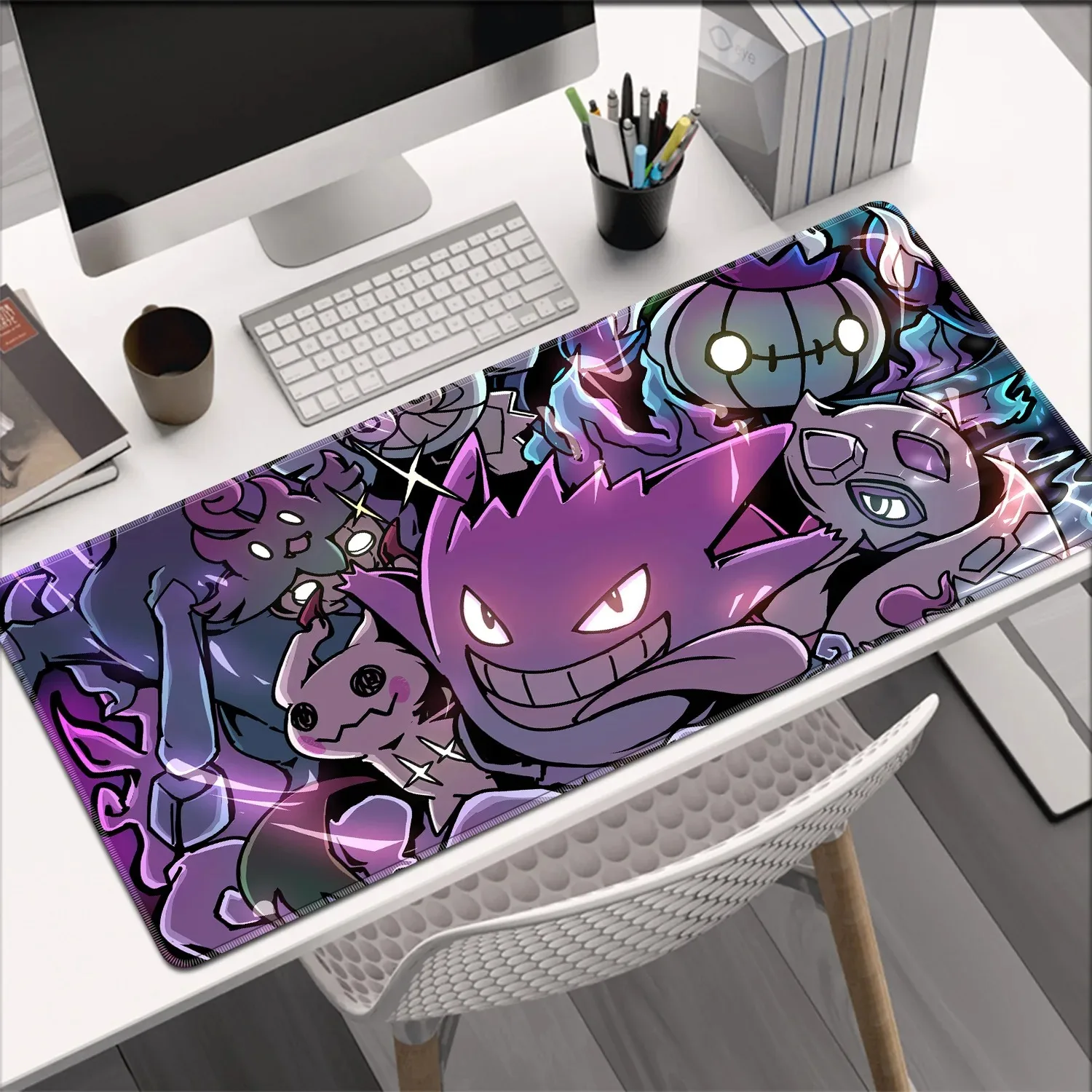 Anime XXL Play Mat Laptop Black Gaming Accessories P-Pokemon G-Gengar Mouse Pad Keyboard Rug PC Mousepad Gamer Keyboard Rug