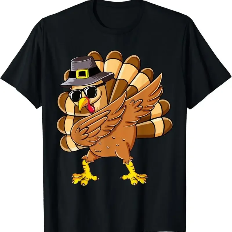 Dabbing Turkey Thanksgiving Day Pilgrim Boys Girls Funny Dab T Shirt