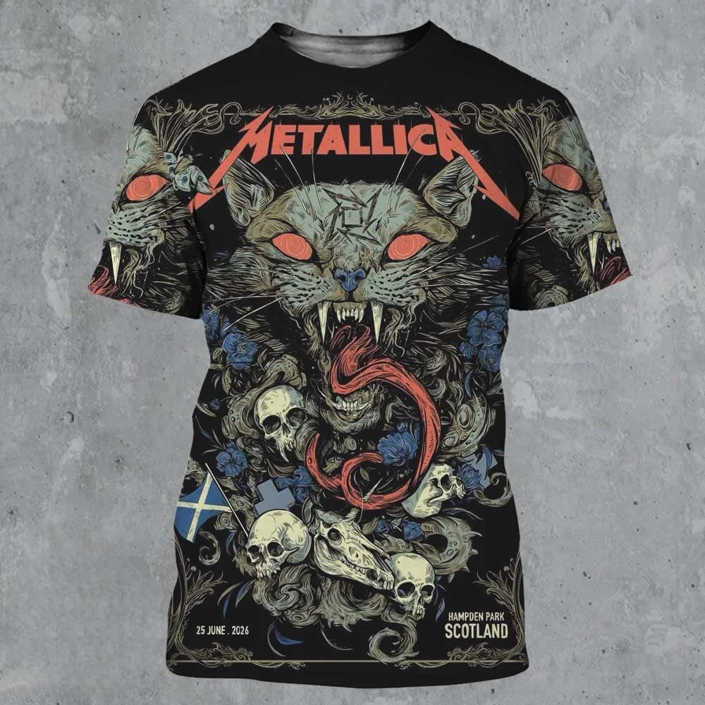 2026 Gothic Skeleton Snake Print T-shirt Men Women Heavy Metal Style Streetwear Casual Short Sleeve Top
