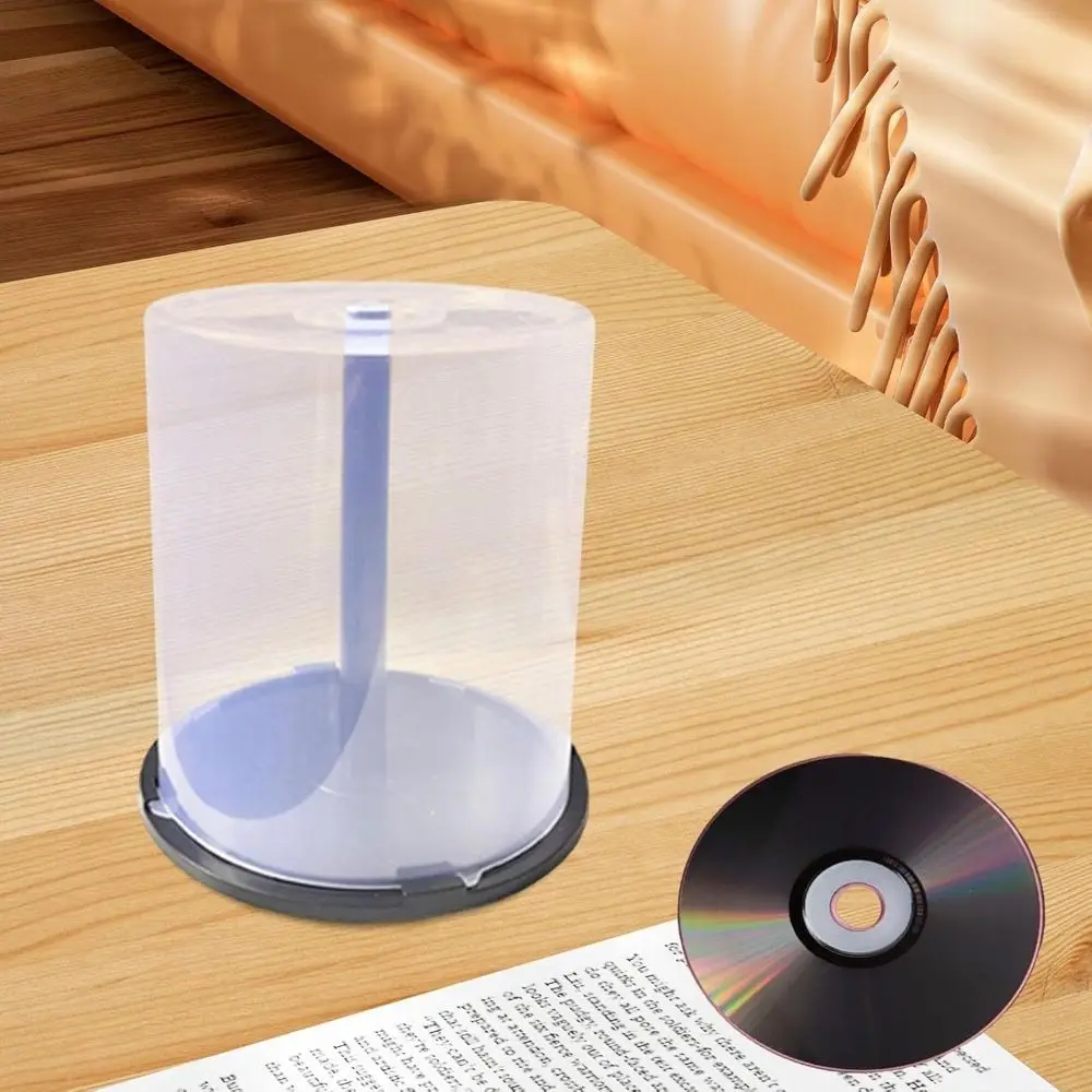 Portable Stackable CD Storage Bucket Holds 100 Discs Clear Plastic DVD Storage Bucket Space-Saving Disc Organizer Home