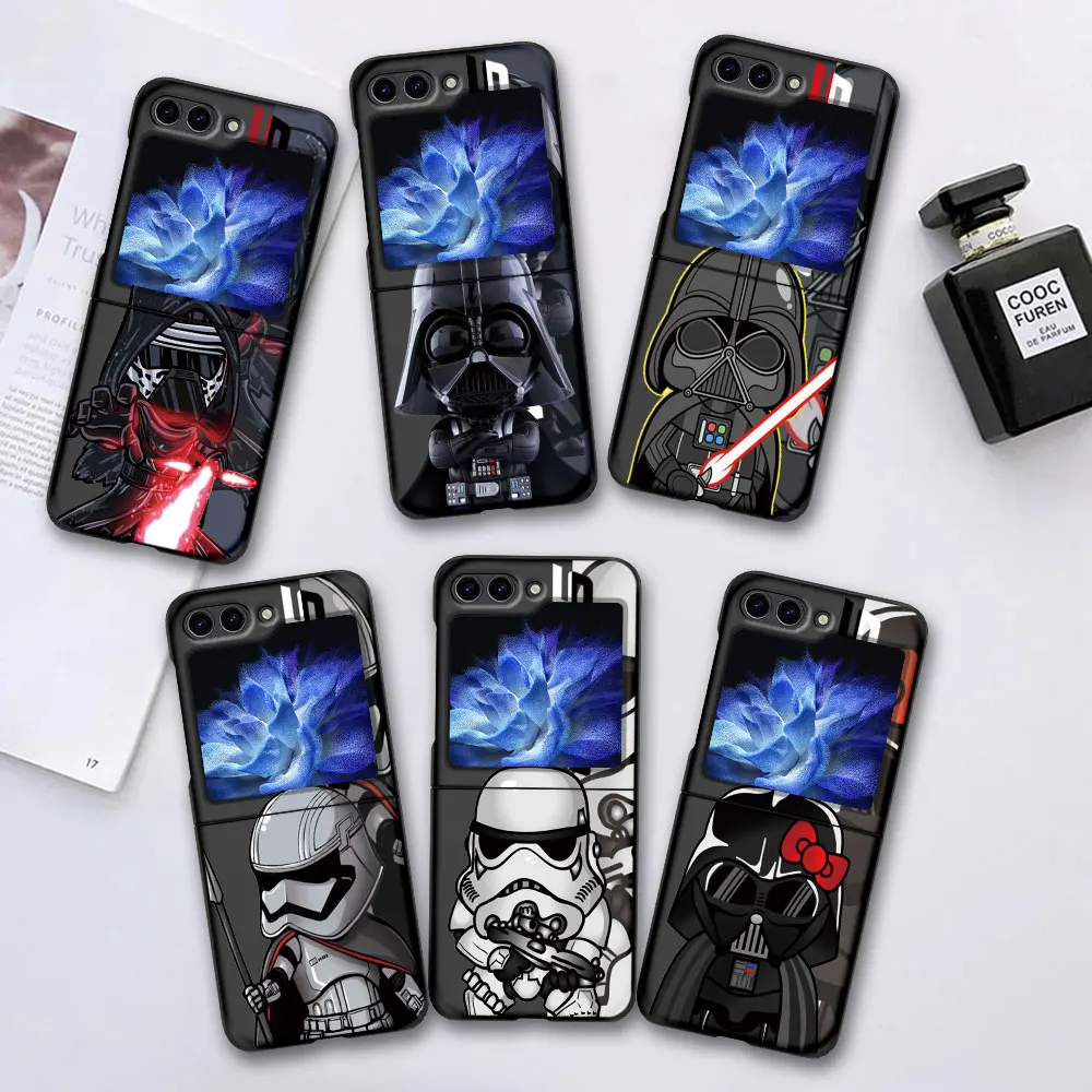 Cell Phone Case for Samsung Galaxy Z Flip6 Flip5 Black Cover Z Flip 5 6 Hard PC Shell Zflip5 Zflip6 Cases Star Wars Cartoon Cute