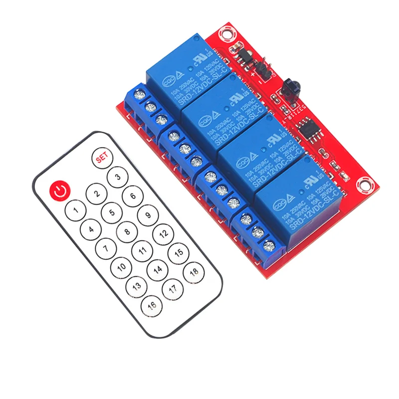 4 Channel 24V Infrared Receiving Relay Driver Board +4CH Infrared Remote Control