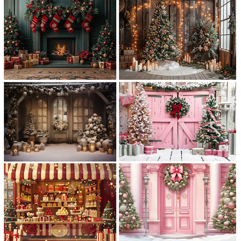 

New Year Christmas Day Digital Photography Backdrop Prop Fireplace Winter Living Room Gift Holiday Photo Studio Background RS-16