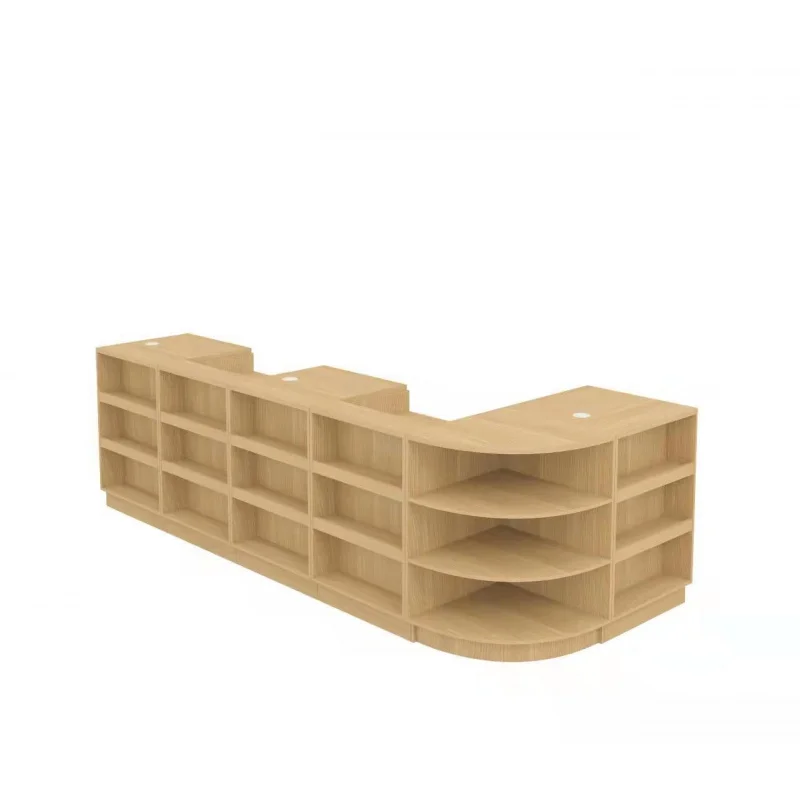 Custom. In-Stock Wooden Combination Cabinet Cashier Counter Supermarket Corner Cashier Counter Store Shelf Display Rack Cas