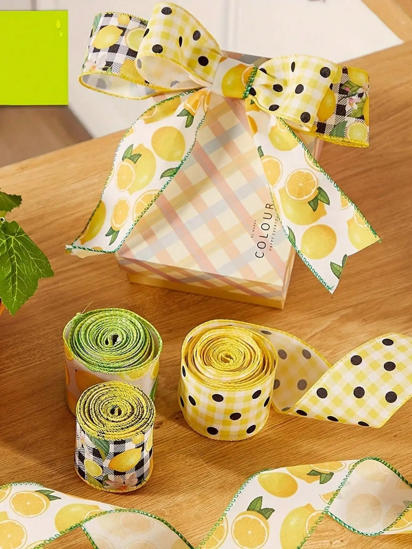 Summer Fruit Lemon Ribbon Summer Festival Theme Decoration Imitation Linen Webbing 1 roll